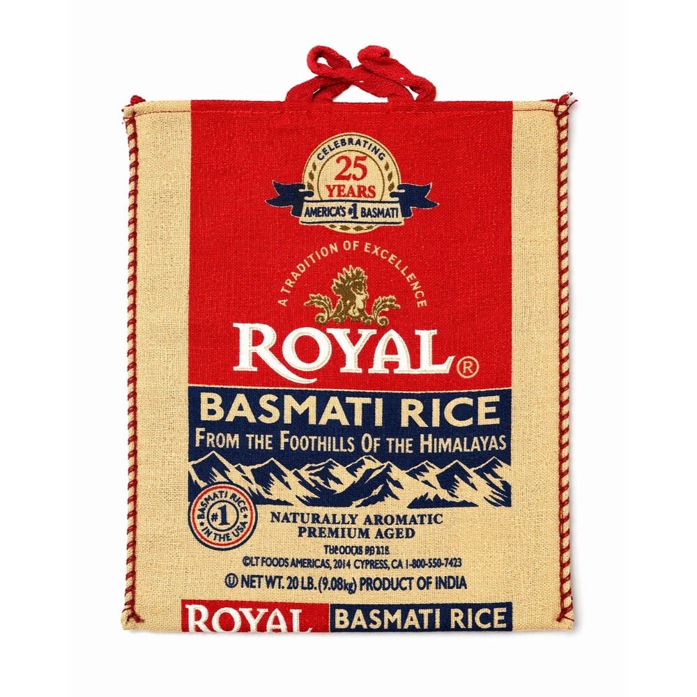 [BAG ONLY] Royal Basmati Rice Bag 20lbs Burlap Handles Zipper Heavy Duty